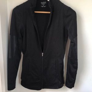 Black maternity zip up running/errands sweatshirt